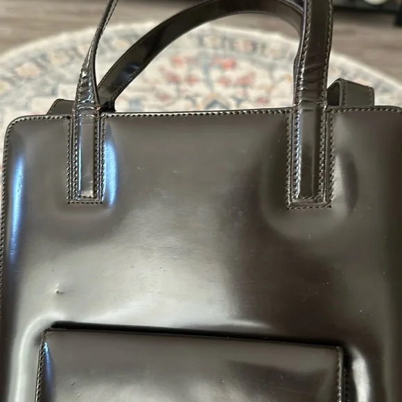 Authentic Salvatore Ferragamo Handbag Gancini Leather Brown Bag Vintage - Picture 13 of 16